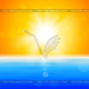 Background with shiny sun over sea - vector clipart