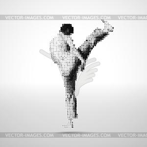 Mosaic sportsman made of cubes - vector image