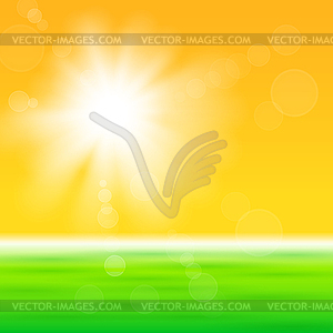 Background with shiny sun over field - vector clipart / vector image