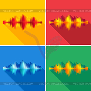 Set of flat music wave icons - vector image