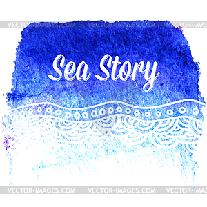 Watercolor card with sea waves - vector image