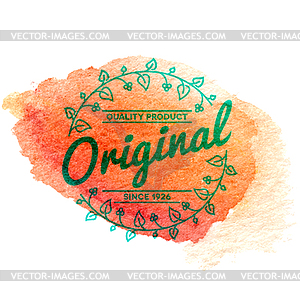 Vintage label with watercolor background - vector clip art