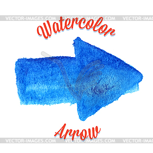 Blue watercolor arrow - vector clipart