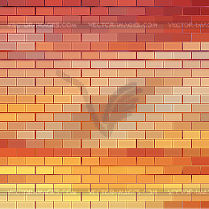 Sundown themed background with brick grid - vector clip art