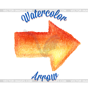 Orange watercolor arrow - vector image