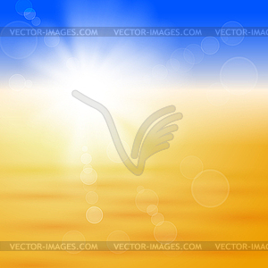 Background with shiny sun over field - vector image