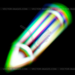 Shiny pencil sign with chroma aberrations - vector clip art