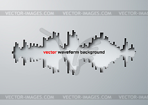 Cut hole silhouette of sound waveform with shadow - royalty-free vector clipart