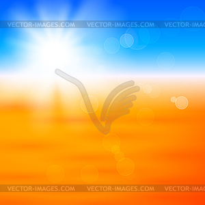 Background with shiny sun over field - vector clipart