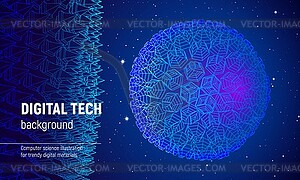 Wireframe sphere in technology background or - vector EPS clipart