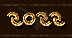 2022 Новый год знак с абстрактными золотыми буквами. 3D - иллюстрация в векторном формате