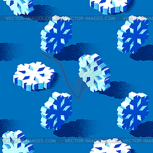 Christmas seamless pattern with 3D snowflakes - vector image