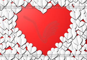 Paper hearts background for Valentine`s Day greetin - vector image