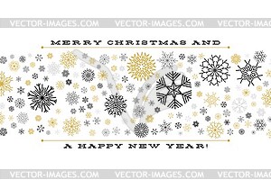 Christmas card with strip of gold and silver - vector image