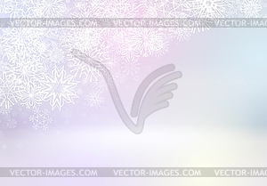Christmas card with snowflakes falling on soft - vector clip art