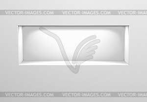 Lightened wall niche or shelf in wall. Wide shelf - vector clipart