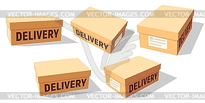 Cardboard boxes set for delivery and storage. carto - vector image