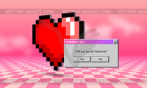 Vaporwave styled Valentine`s Day greeting card - royalty-free vector clipart