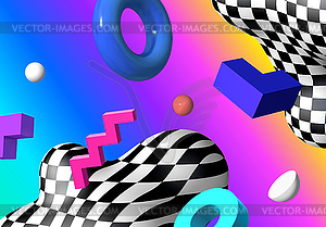 Abstract background with flying colorful 3D - vector image