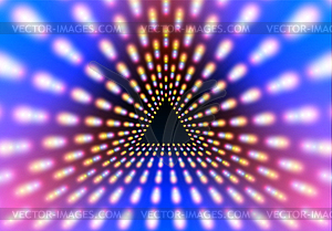 Abstract neon triangle with grid of glowing lights - vector clipart