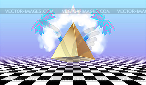 Плакат Vaporwave с облаком или паровой аркой наверху - изображение в векторе / векторный клипарт