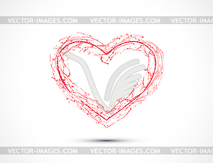 Brush drawing of heart with veins for Valentine`s - vector clipart / vector image