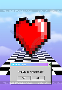 Vaporwave styled Valentine`s Day greeting card - vector image