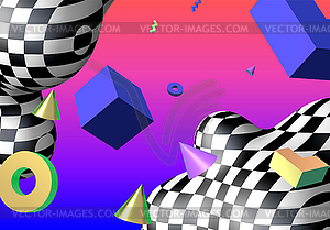 Abstract background with flying colorful 3D - color vector clipart
