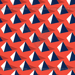 Seamless pattern with pyramid shape on red - vector clip art