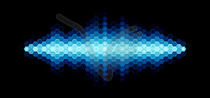 Audio or music shiny sound waveform with hexagonal - vector clipart