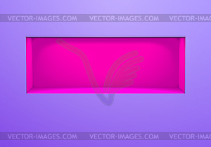 Neon lightened wall niche or shelf with purple - vector image