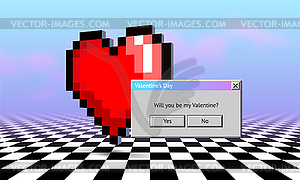 Vaporwave styled Valentine`s Day greeting card - vector image