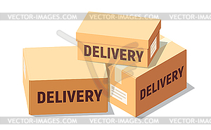 Isometric cardboard boxes set for delivery and - vector clipart