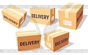 Cardboard boxes set for delivery and storage. carto - vector clipart