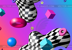 Abstract background with flying colorful 3D - vector image