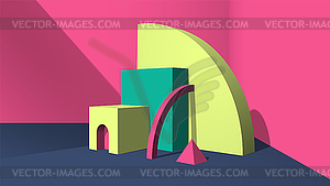 Abstract yellow 3D objects or elements - vector clipart