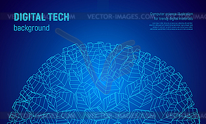 Wireframe sphere in technology background or - vector clip art