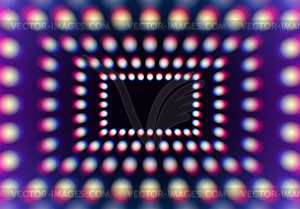 Abstract neon rectangle with grid of glowing lights - vector clipart