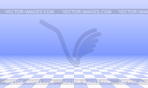 Abstract checkered floor in blue surreal interior. - vector image