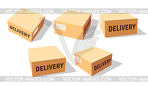 Cardboard boxes set for delivery and storage. carto - vector clip art