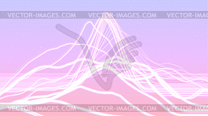 Synthwave or vaporwave abstract landscape with - vector image
