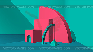 Abstract pink 3D objects or elements installation i - vector clip art