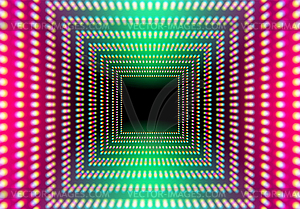 Abstract neon square with grid of glowing lights - vector image