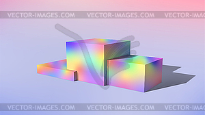 Pedestal with holographic 3D cube shelves and shado - vector clip art