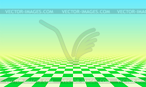 Abstract checkered floor in green surreal - vector clipart