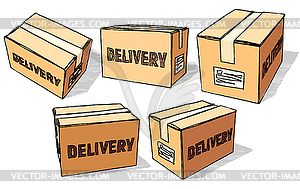 Cardboard boxes set for delivery and storage. carto - vector image