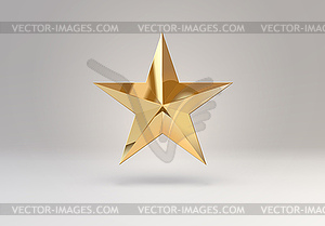 3D star element or simple golden shape. Shiny object - vector image