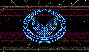 Abstract neon shapes in retro space. 80s or - vector image