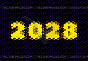 Знак 2028 года с шестнадцатеричной пиксельной сеткой. Новый Год - иллюстрация в векторе