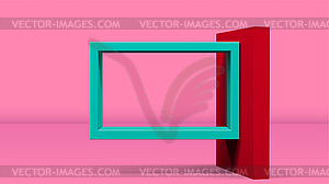 3D frame on stand or abstract minimalistic rectangl - vector image